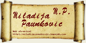 Miladija Paunković vizit kartica